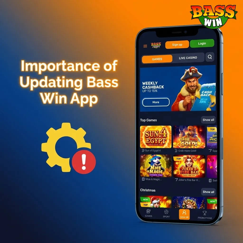 Bass Win app update screen showing security enhancements and new features for improved performance