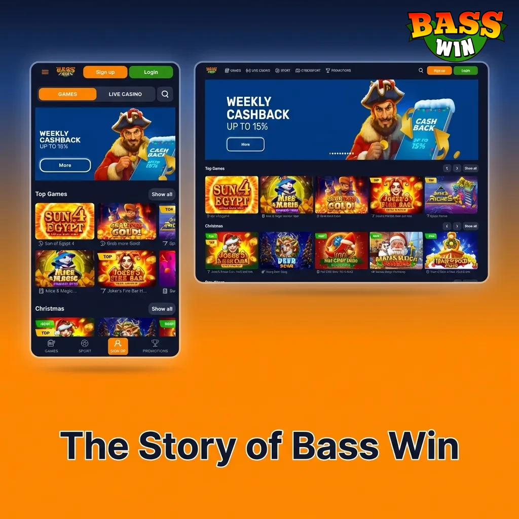 Bass Win online betting platform logo and interface showcasing gaming options from Curacao-licensed operator