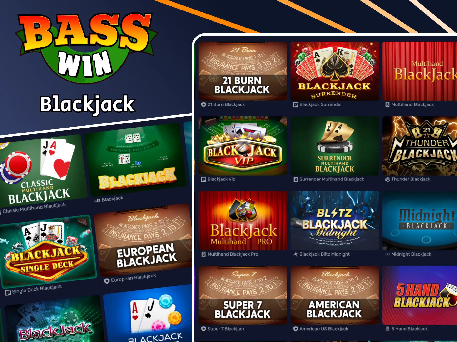 Find your favorite blackjack game and play at Basswin.