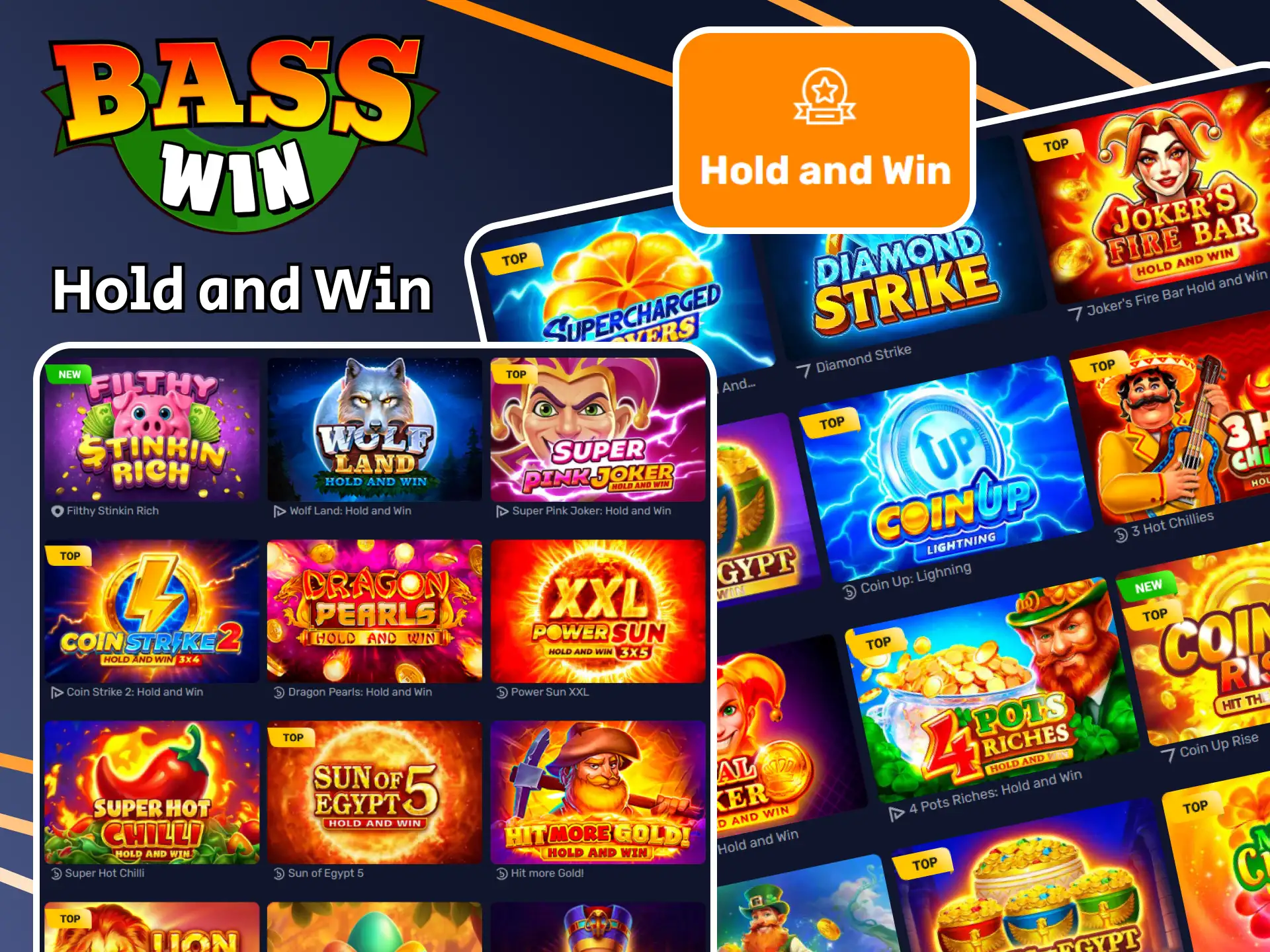 Check out the Hold and Win section at Basswin casino and choose the game you want to play.