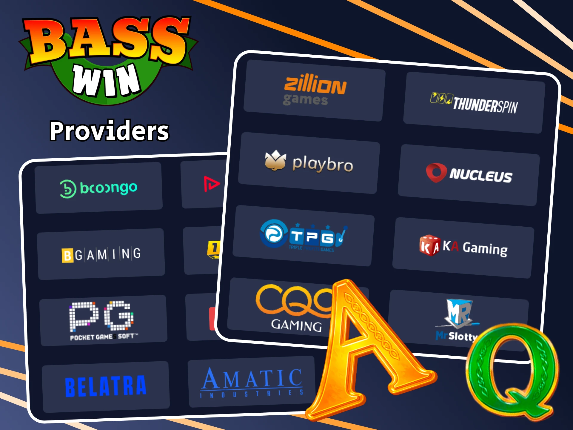 Play a variety of games from popular providers on the Basswin website.