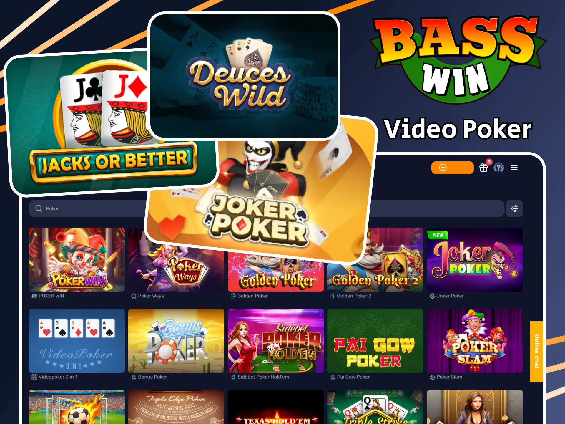 Find a poker game that suits your taste and get started on the Basswin website.
